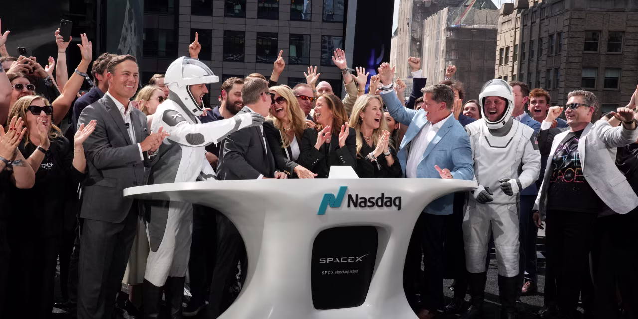 SpaceX shares have come back to earth since the company's first trading day.