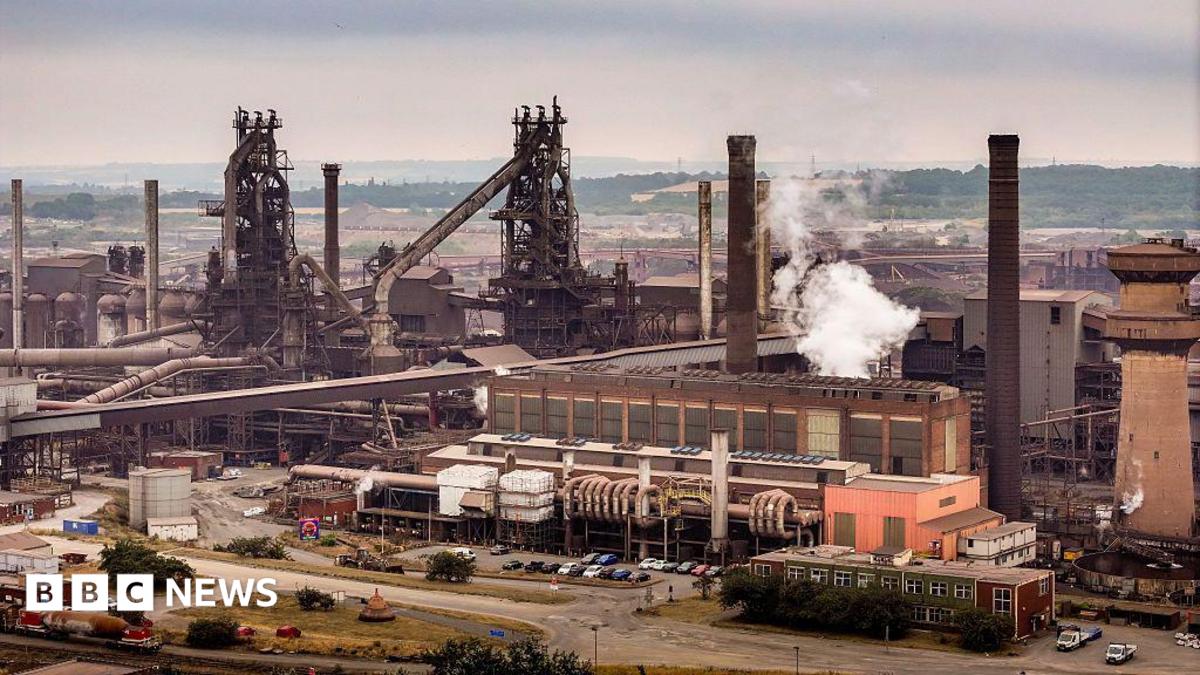 An aerial view of British Steel's Scunthorpe works on July 16, 2026 in Scunthorpe, England.