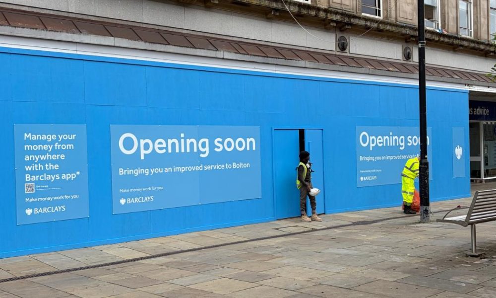 Barclays Bolton branch work progresses on Oxford Street