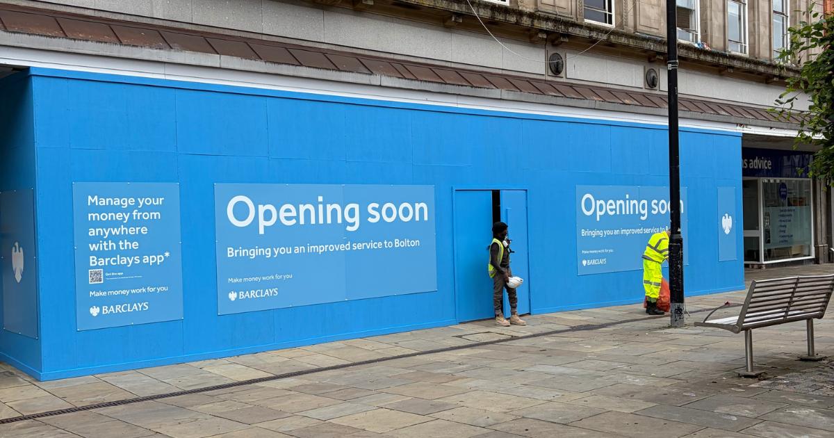 Barclays Bolton branch work progresses on Oxford Street