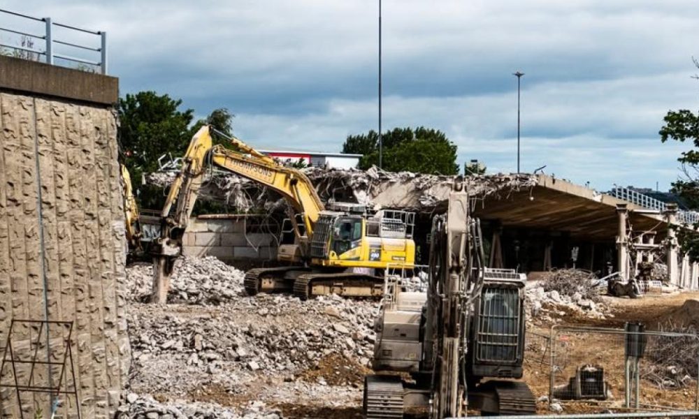 Demolition continues on Gateshead flyover structure