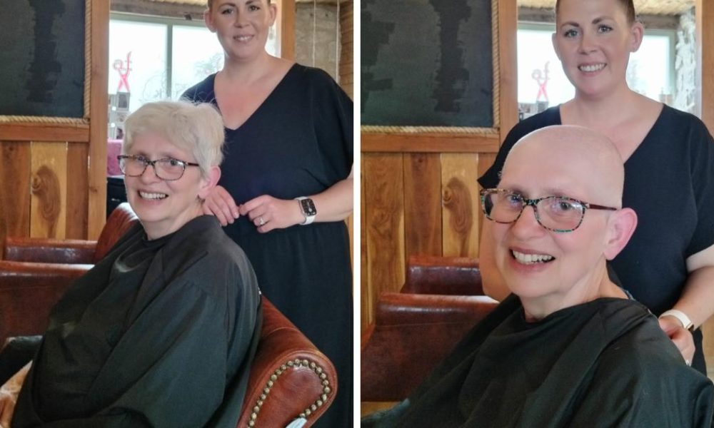 Woman shaves hair for Pendragon Community Trust centre