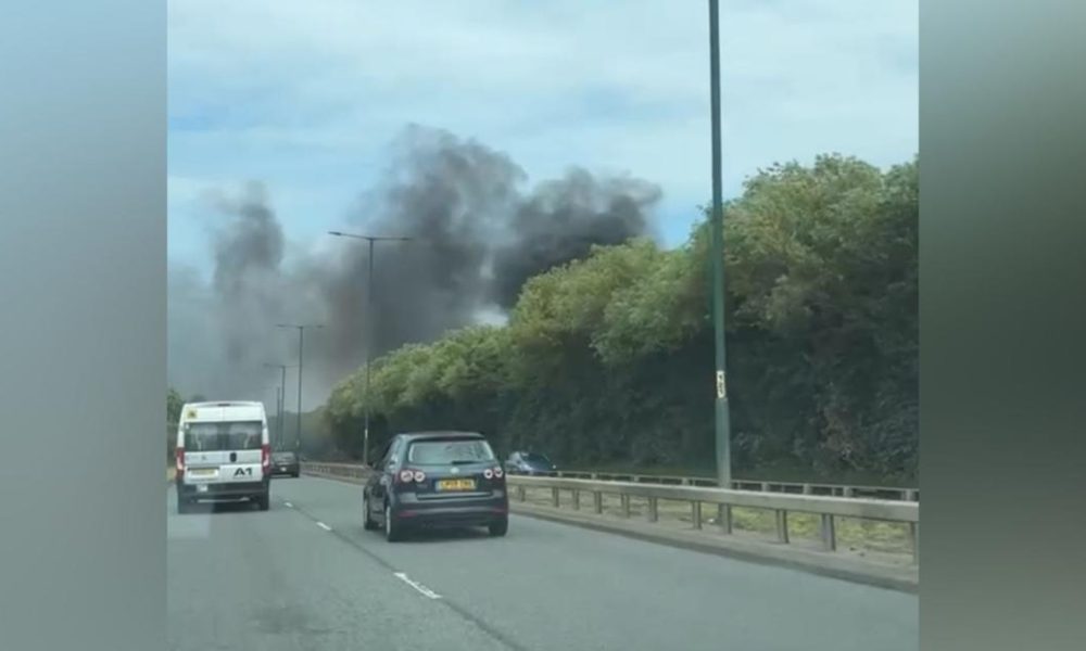 Black smoke fills sky after fire on A66 in Middlesbrough