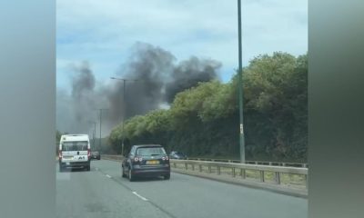 Black smoke fills sky after fire on A66 in Middlesbrough