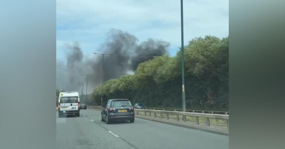 Black smoke fills sky after fire on A66 in Middlesbrough