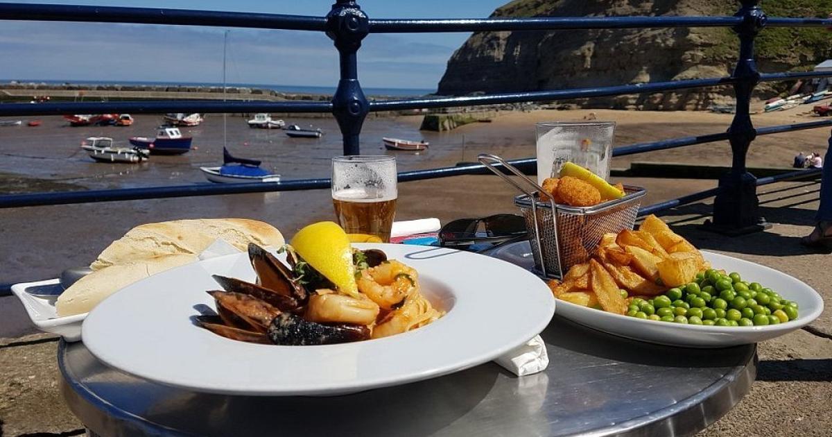 Staithes pub with an amazing beer garden and sea views