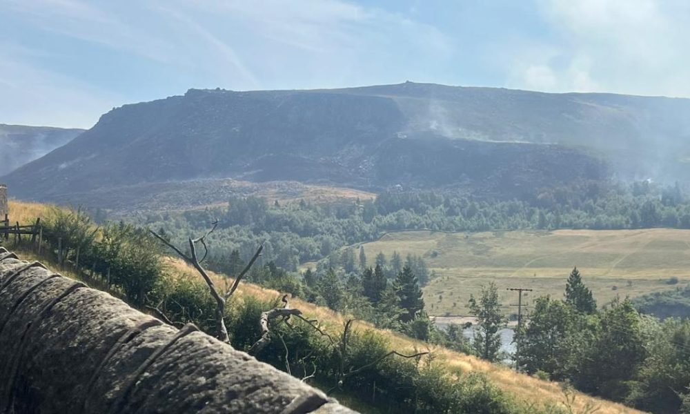 Dovestone Reservoir moorland fire still burning as walkers turned away