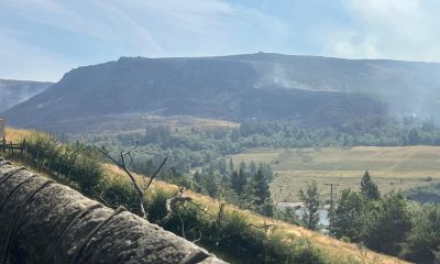 Dovestone Reservoir moorland fire still burning as walkers turned away