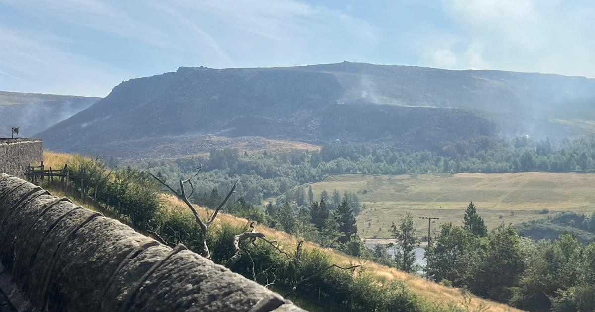 Dovestone Reservoir moorland fire still burning as walkers turned away
