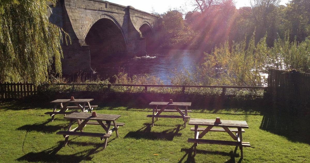 The Bull Inn in West Tanfield has a riverside pub garden