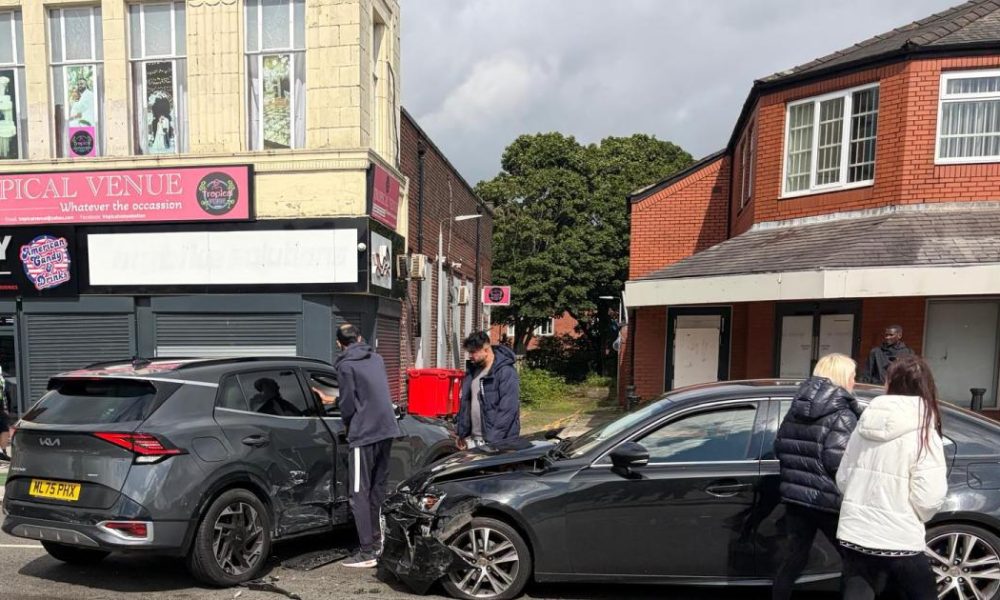 Two injured after car crash outside Home Bargains in Farnworth