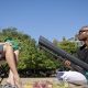 Couple using Aldi leaf blower to keep cool as temperatures soar