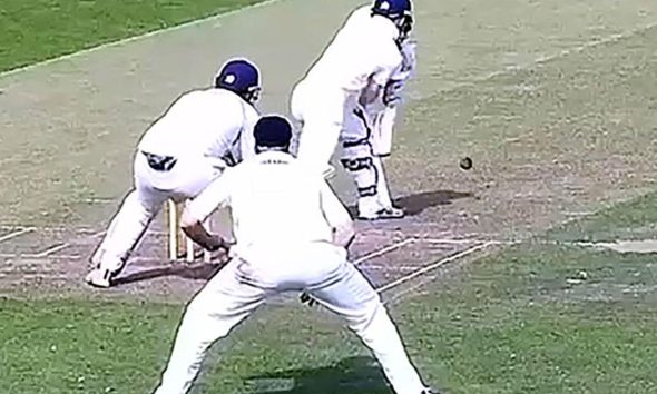 Footage of disputed wicket involving Saltburn clickgate player