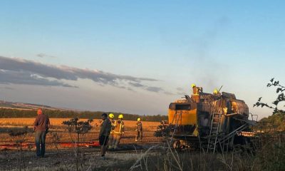 Combine completely destroyed in Settrington field fire