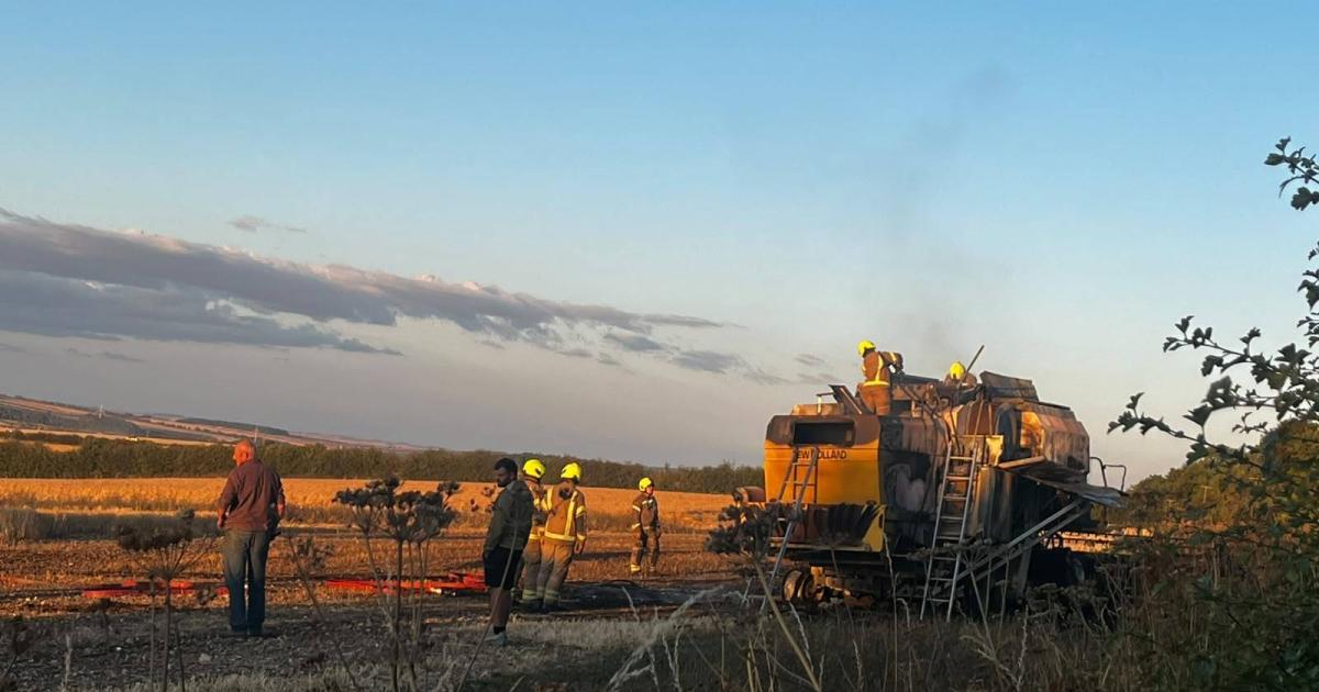 Combine completely destroyed in Settrington field fire