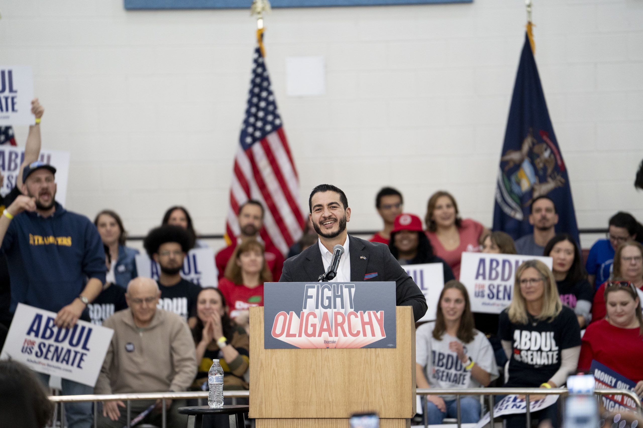 Abdul El-Sayed, Democratic candidate for Michigan Senate, speaks at an event on May 3 in Detroit, Michigan.