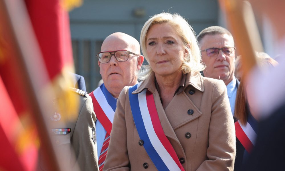 President of France's far-right National Rally, Marine Le Pen, attends a ceremony marking the 81st anniversary of Victory in Europe Day, on May 8, 2026.