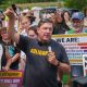 Troy Jackson, Democratic candidate for U.S. Senate, speaks during a demonstration outside of a federal immigration office on July 14, 2026, in Scarborough, Maine.