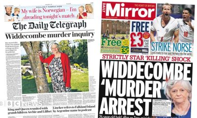 "Widdecombe murder inquiry," reads the headline on the front page of the Daily Telegraph.