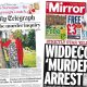 "Widdecombe murder inquiry," reads the headline on the front page of the Daily Telegraph.