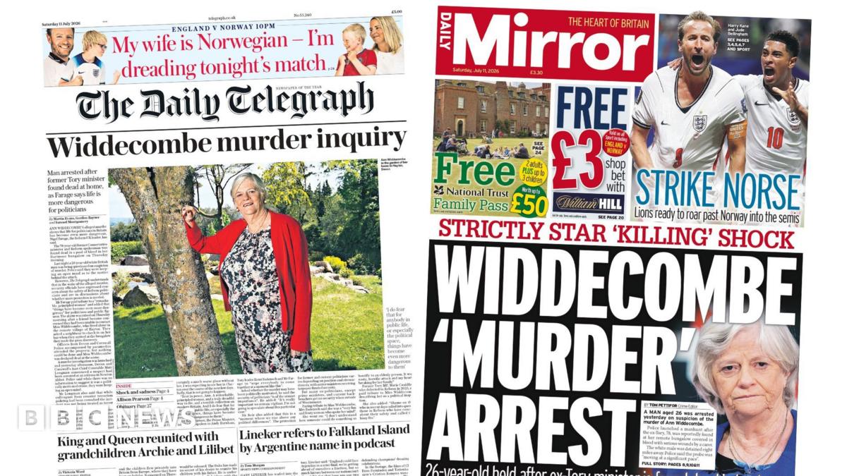 "Widdecombe murder inquiry," reads the headline on the front page of the Daily Telegraph.