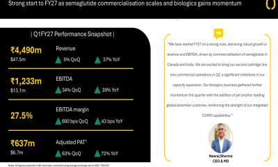 OneSource Q1FY27 slides: semaglutide drives 37% revenue growth