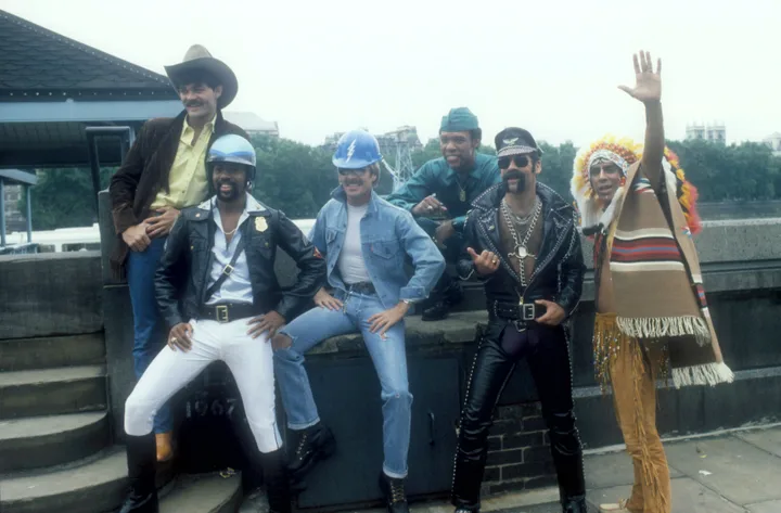 Village People performers (L-R) Randy Jones, Victor Willis, David 'Scar' Hodo, Alex Briley, Glen Hughes and Felipe Rose in 1980