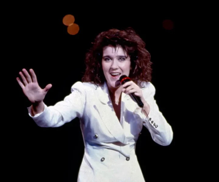 Céline Dion on stage at Eurovision in 1988