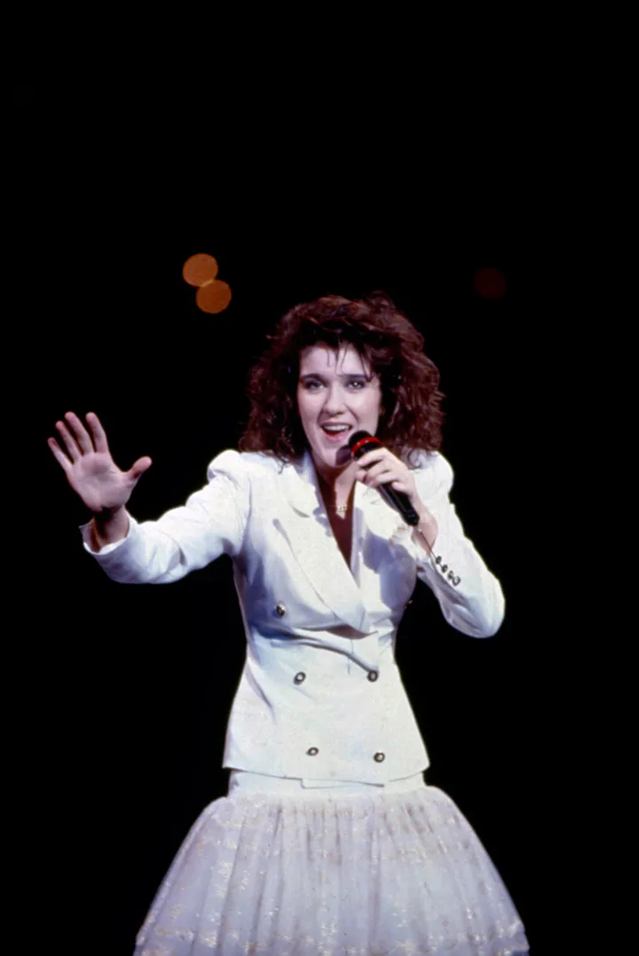 Céline Dion on stage at Eurovision in 1988
