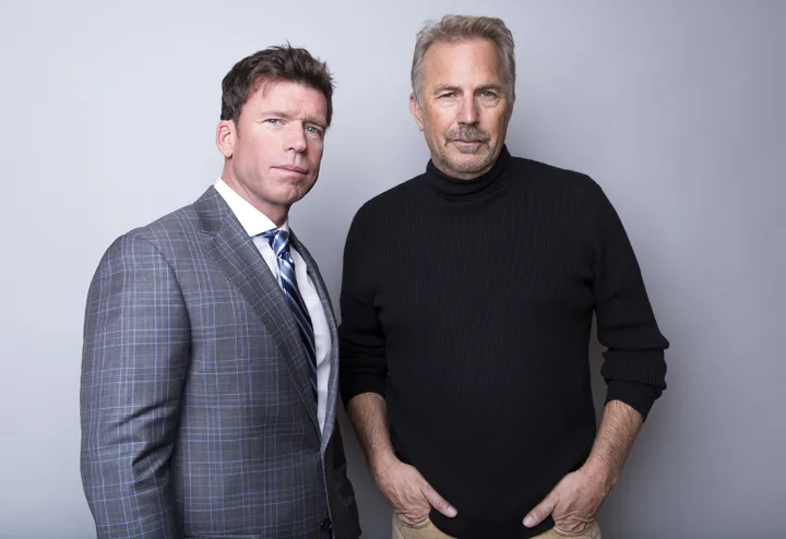 Taylor Sheridan and Kevin Costner pictured together in 2018