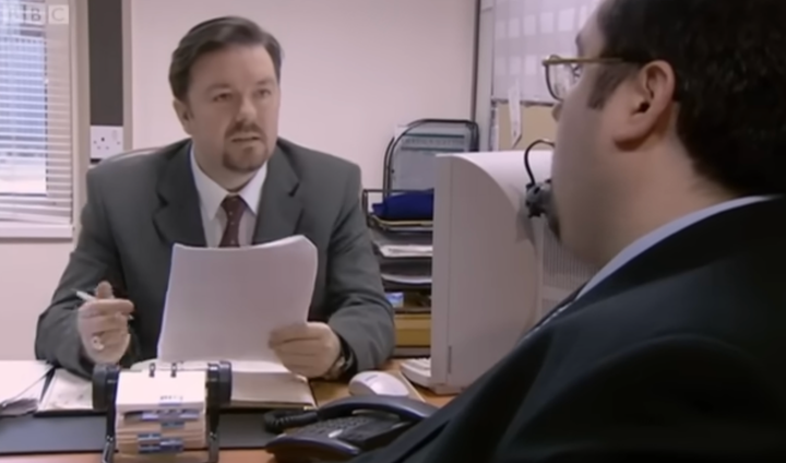 Ricky Gervais as David Brent in the original UK version of The Office