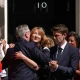 Britain's outgoing Prime Minister Keir Starmer hugs Rachel reeves as he leaves 10 Downing Street in London, Monday, July 20, 2026.(AP Photo/Kirsty Wigglesworth)