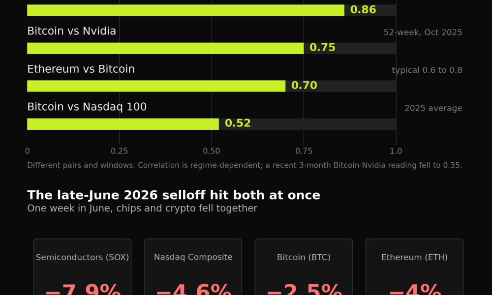 Crypto, Chip and Tech Stocks Correlation History
