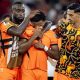 Justin Kluivert is consoled after he missed a penalty for the Netherlands in the penalty shootout against Morocco