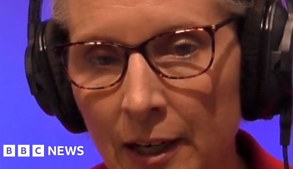 Vertical image of Emma Reynolds speaking on the Today programme