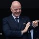 FIFA president Gianni Infantino points during to the FIFA World Cup 2026 Group I match between France and Iraq.