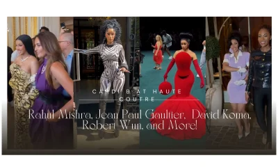 Cardi B Stuns At Paris Couture Week In Rahul Mishra Striped Jean Paul Gaultier Snake Print David Koma Red Robert Wun And More 8