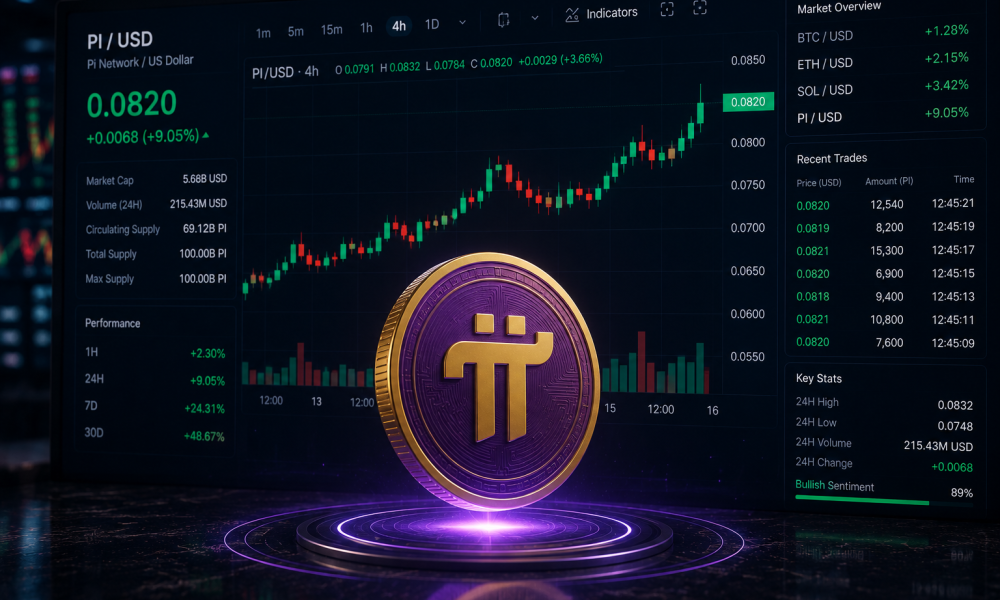 A bullish PI chart at $0.082