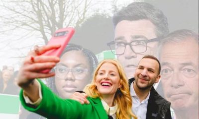 Zack Polanski and Hannah Spencer of the Greens, as well as Andy Burnham, Kemi Badenoch, and Nigel Farage