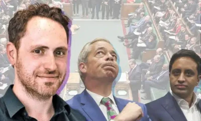 Hugo Rifkind of the Times, and Nigel Farage and Zia Yusuf of Reform UK