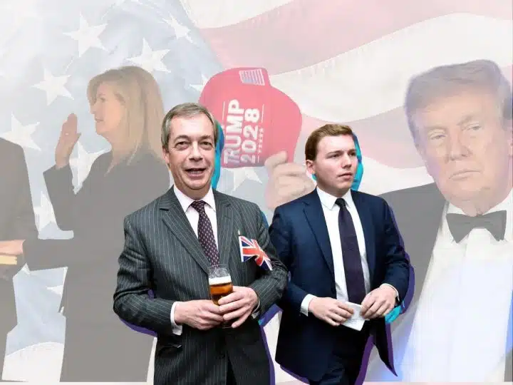 Judge Susan Brnovich, Donald Trump, Nigel Farage of Reform UK, and Posh George Cottrell