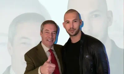 Nigel Farage of Reform UK and Andrew Tate