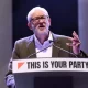 Jeremy Corbyn at podium saying This Is Your Party (CEC vote)