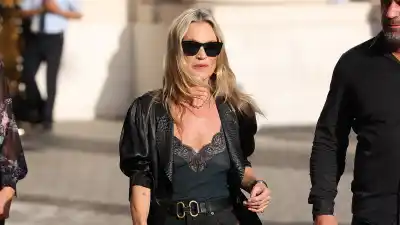 Kate Moss attends Saint Laurent during Day One of Paris Fashion Week - Menswear Spring/Summer 2027 on June 23, 2026 in Paris, France.
