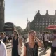Pedestrians on Westminster Bridge in heatwave