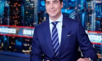 Jesse Watters dressed and ready for recording at the Fox News table