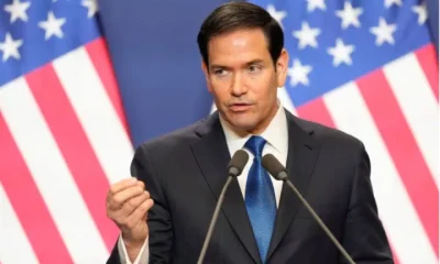 US Secretary of State Marco Rubio speaks during a joint news conference with Hungary's Prime Minister Viktor Orban in Budapest, Hungary, Monday 16 February 2026