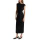 A woman wearing a black dress and low black heels