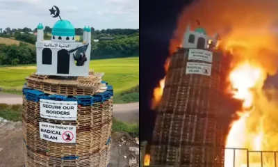 Moygashel bonfire, mosque replica set on fire by loyalists