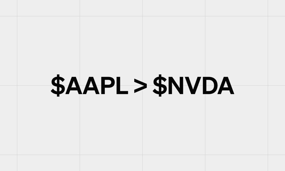 Apple overtook Nvidia as largest public company this morning